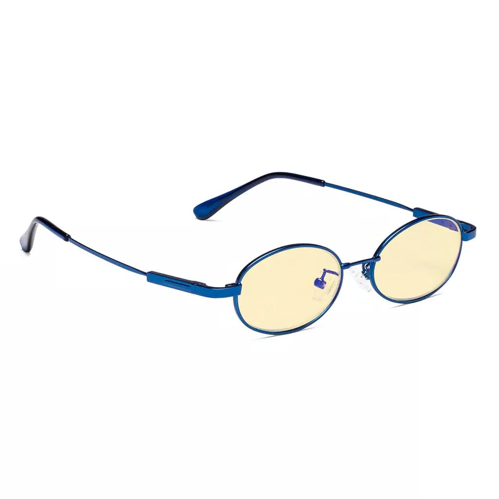 Oval Round Block Blue Light Glasses Yellow Tinted for Kids