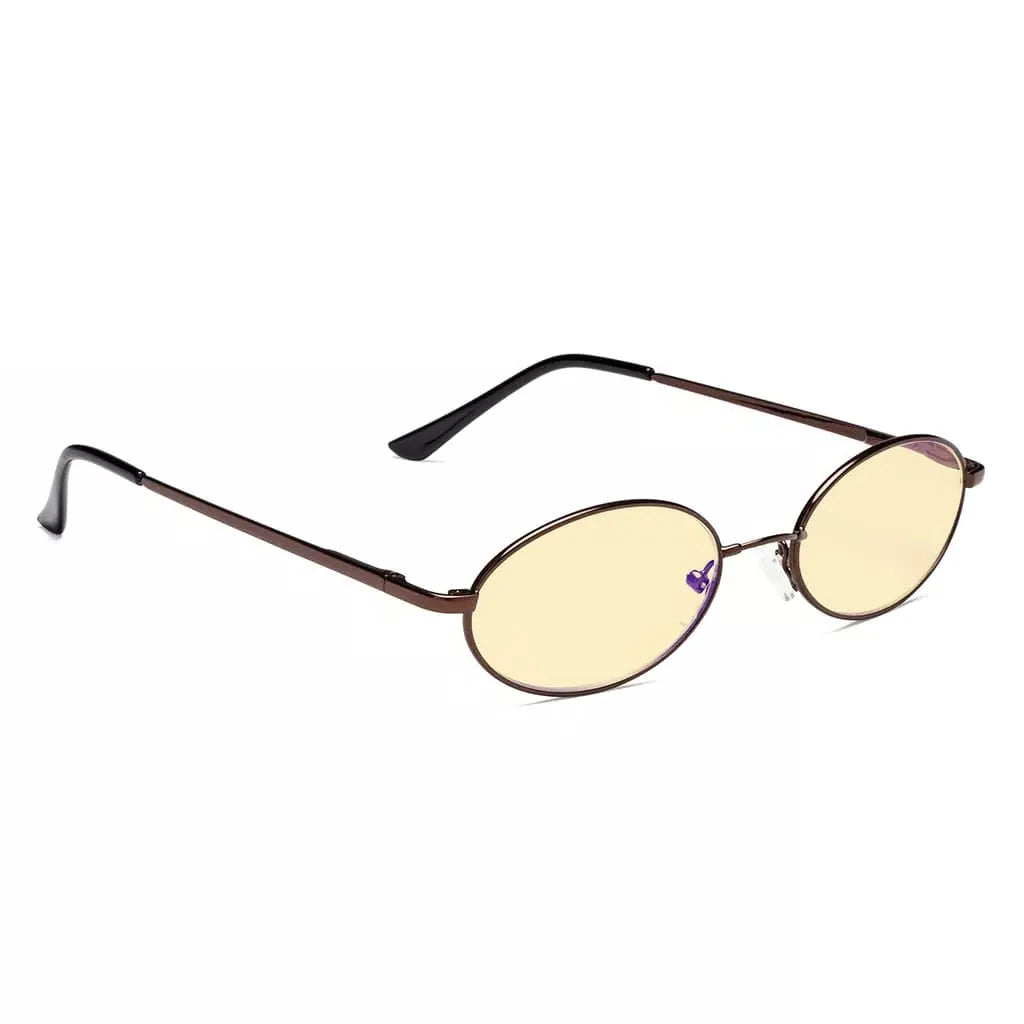 Oval Round Block Blue Light Glasses Yellow Tinted for Kids