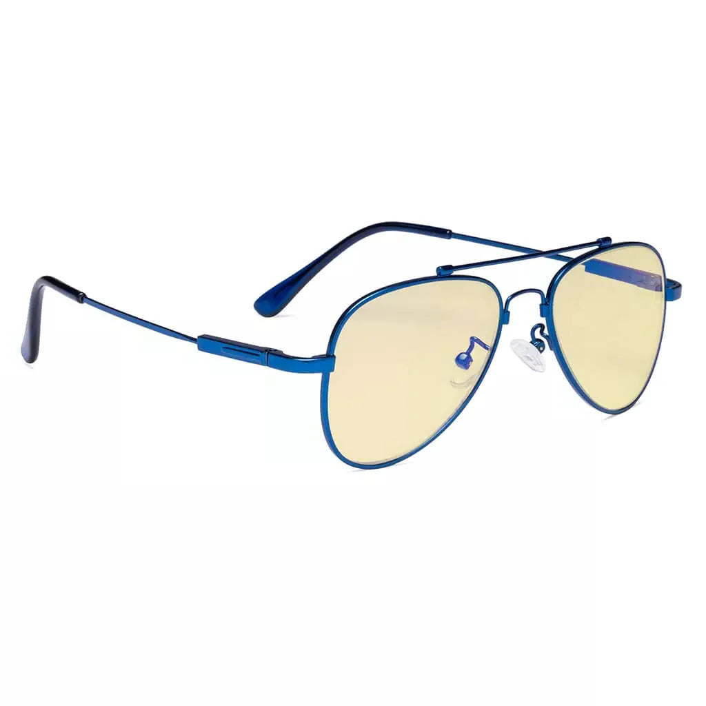 Pilot Style Block Blue Light Glasses Yellow Tinted for Kids