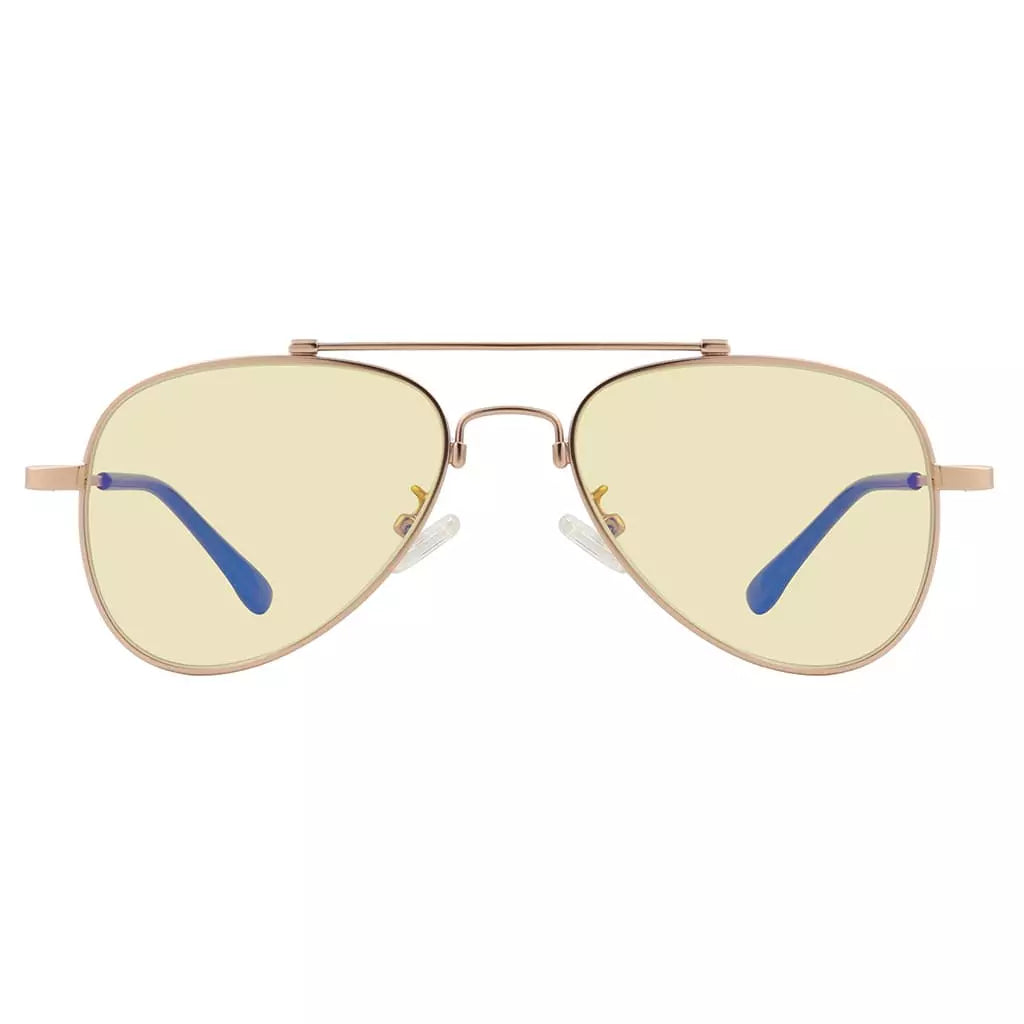 Pilot Style Block Blue Light Glasses Yellow Tinted for Kids