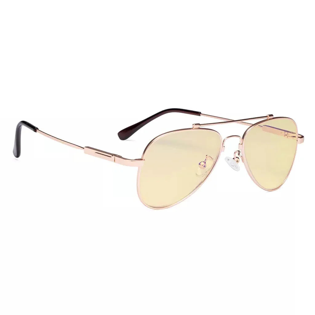 Pilot Style Block Blue Light Glasses Yellow Tinted for Kids