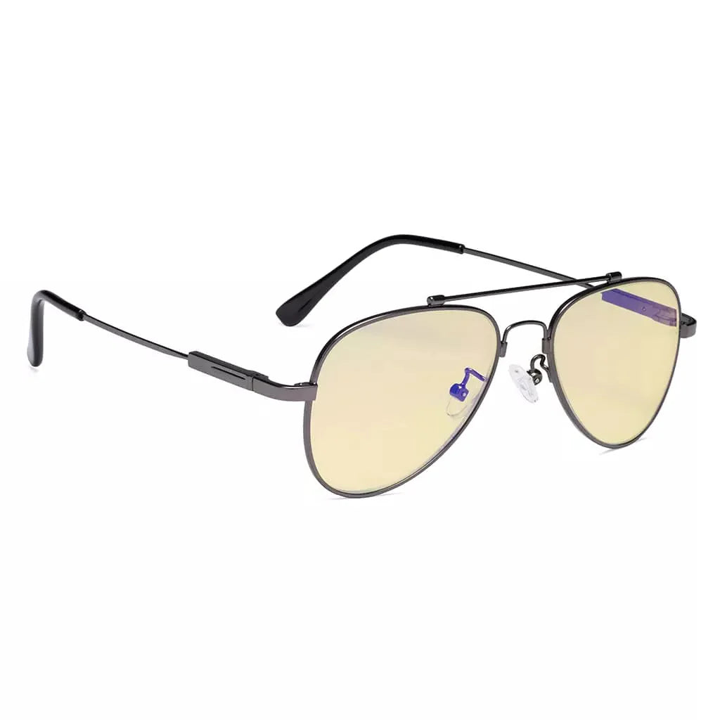 Pilot Style Block Blue Light Glasses Yellow Tinted for Kids