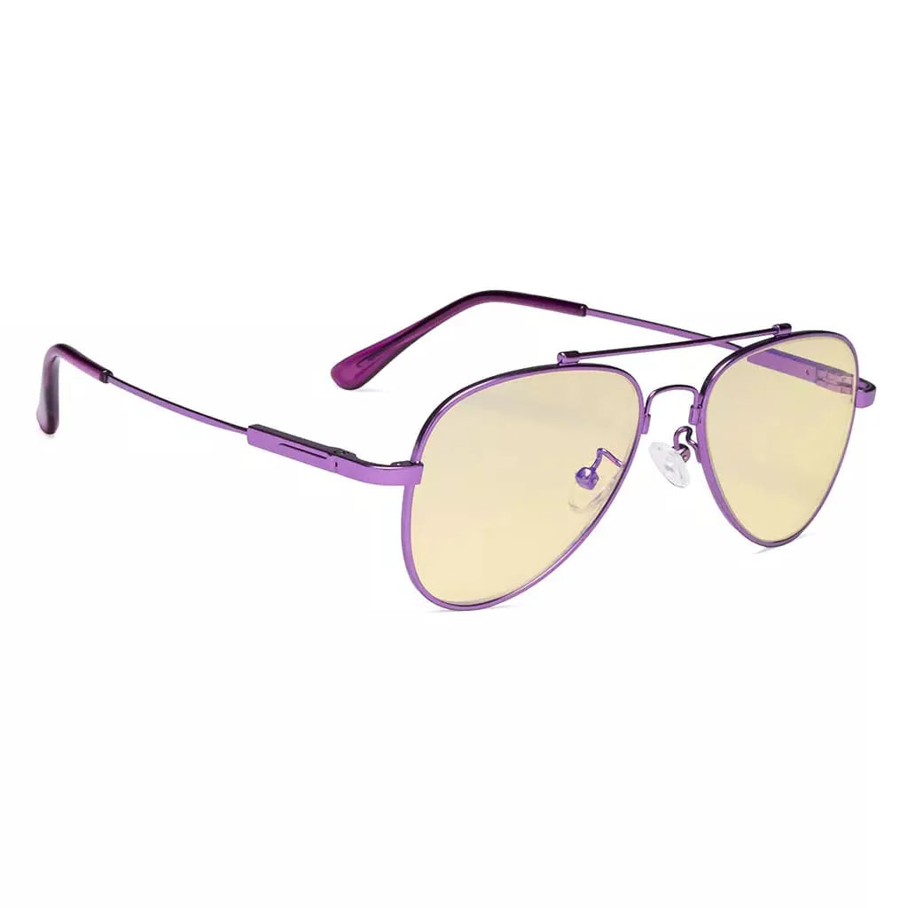 Pilot Style Block Blue Light Glasses Yellow Tinted for Kids