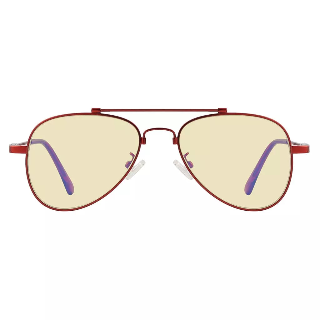 Pilot Style Block Blue Light Glasses Yellow Tinted for Kids