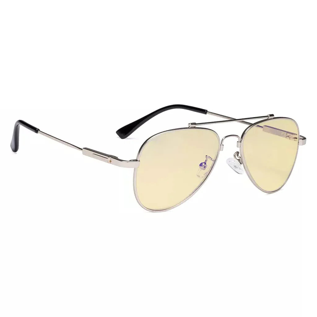 Pilot Style Block Blue Light Glasses Yellow Tinted for Kids