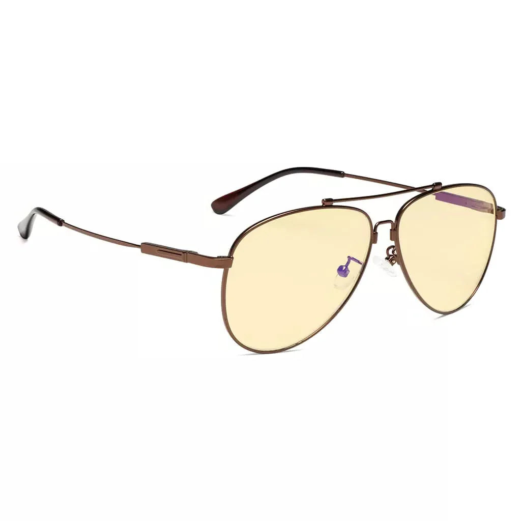 Pilot Style Memory Frame Blue Light Blocking Eyeglasses Yellow Tinted For Women Men