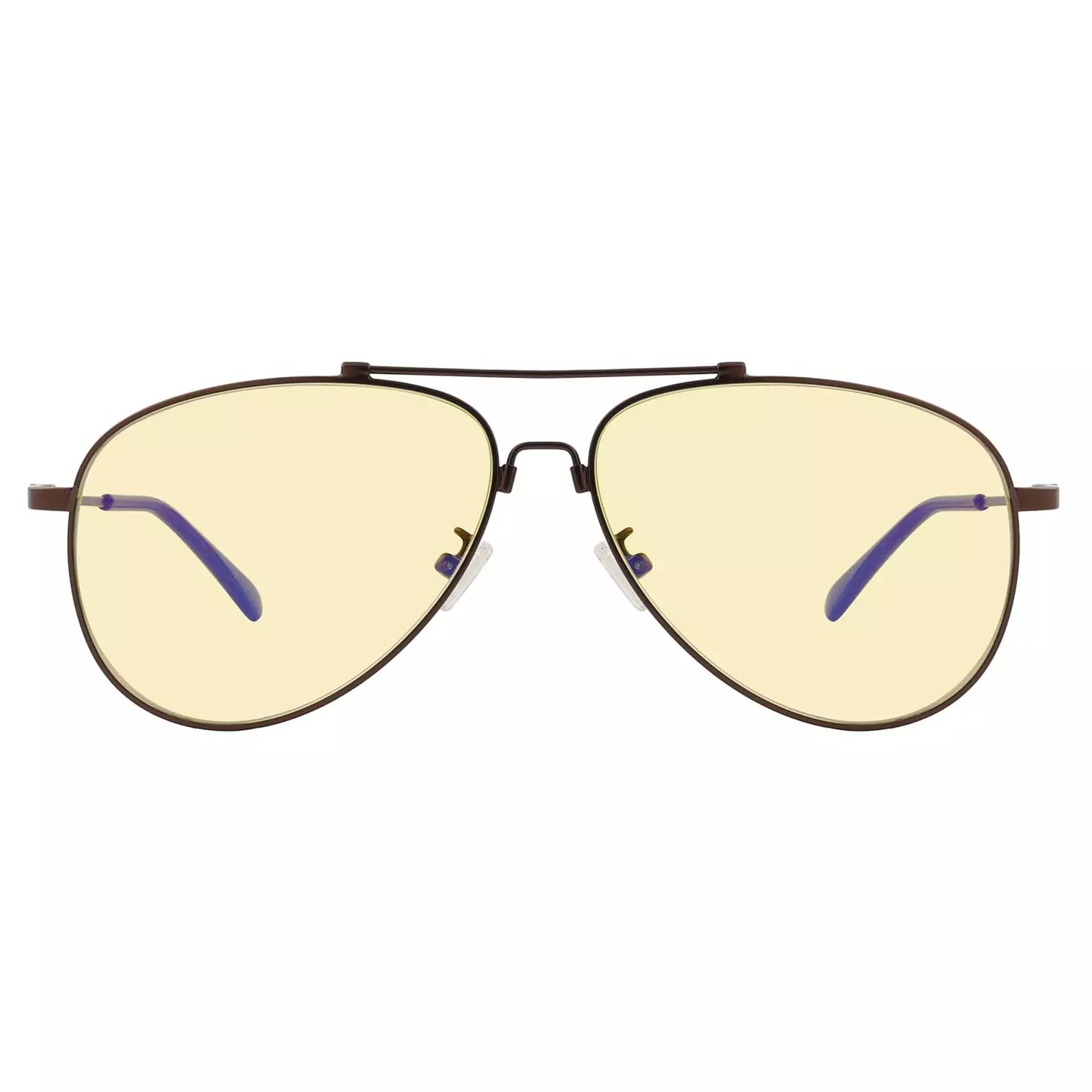 Pilot Style Memory Frame Blue Light Blocking Eyeglasses Yellow Tinted For Women Men