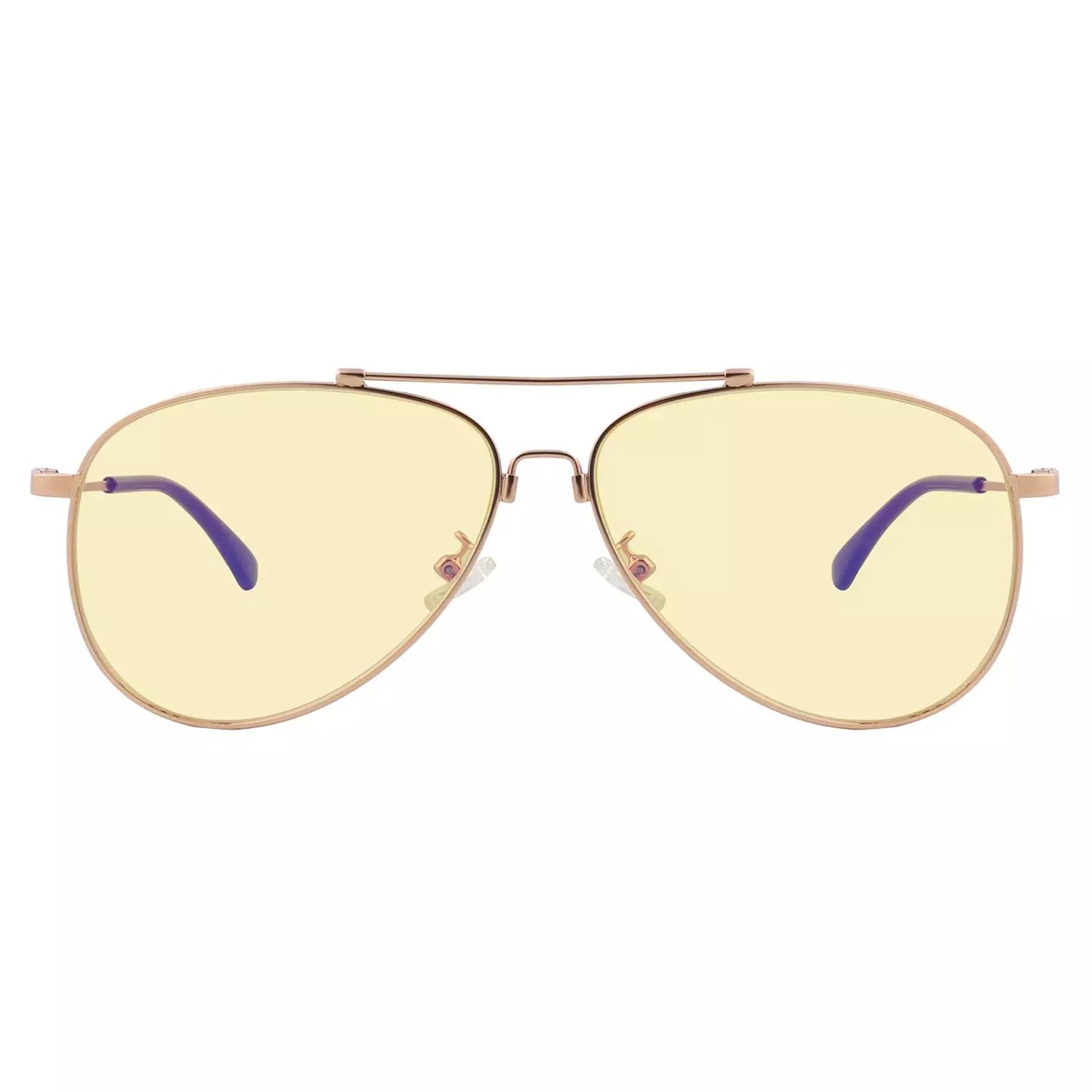 Pilot Style Memory Frame Blue Light Blocking Eyeglasses Yellow Tinted For Women Men