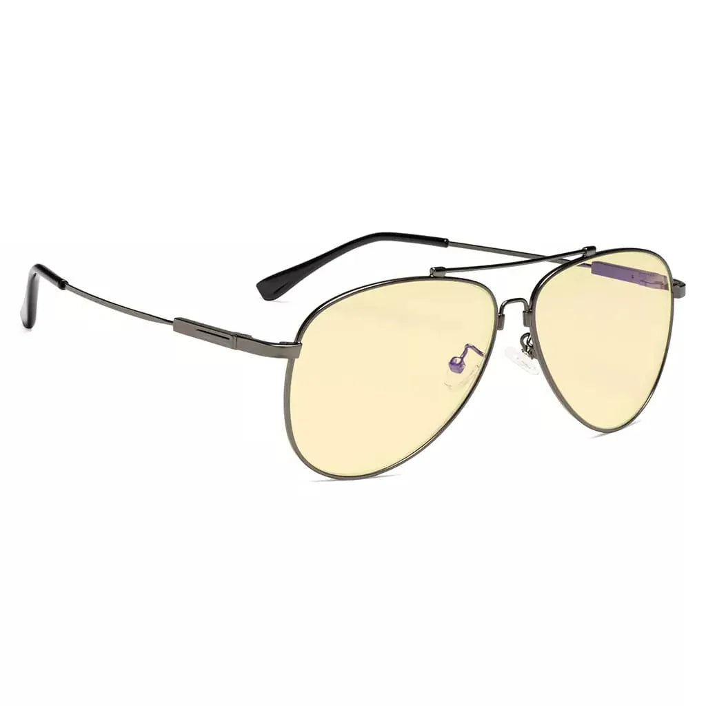 Pilot Style Memory Frame Blue Light Blocking Eyeglasses Yellow Tinted For Women Men