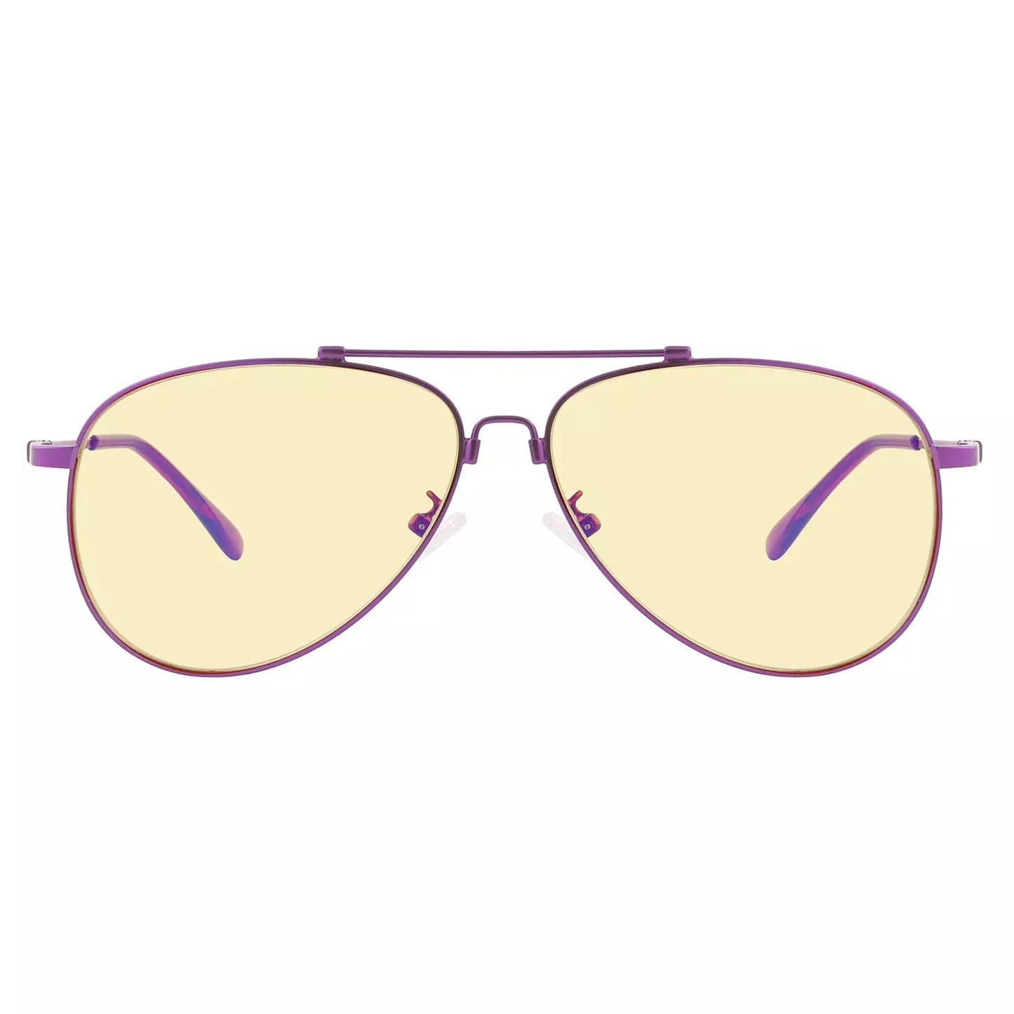 Pilot Style Memory Frame Blue Light Blocking Eyeglasses Yellow Tinted For Women Men