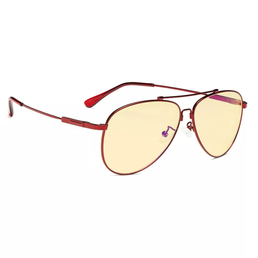 Pilot Style Memory Frame Blue Light Blocking Eyeglasses Yellow Tinted For Women Men