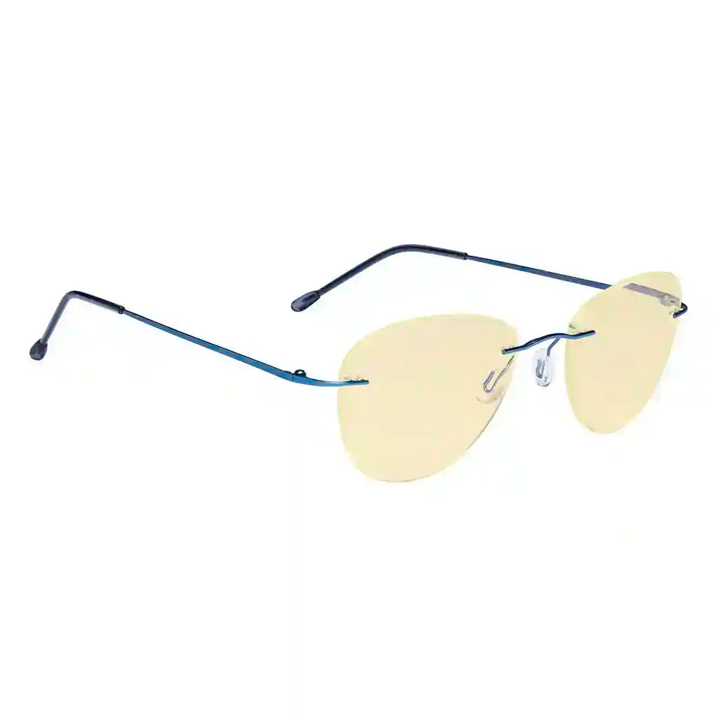 Rimless Blue Light Blocking Glasses Yellow Tinted Women Men