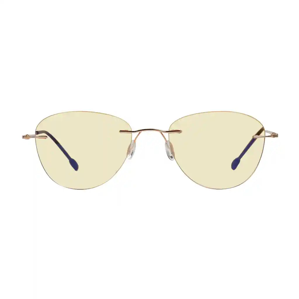 Rimless Blue Light Blocking Glasses Yellow Tinted Women Men