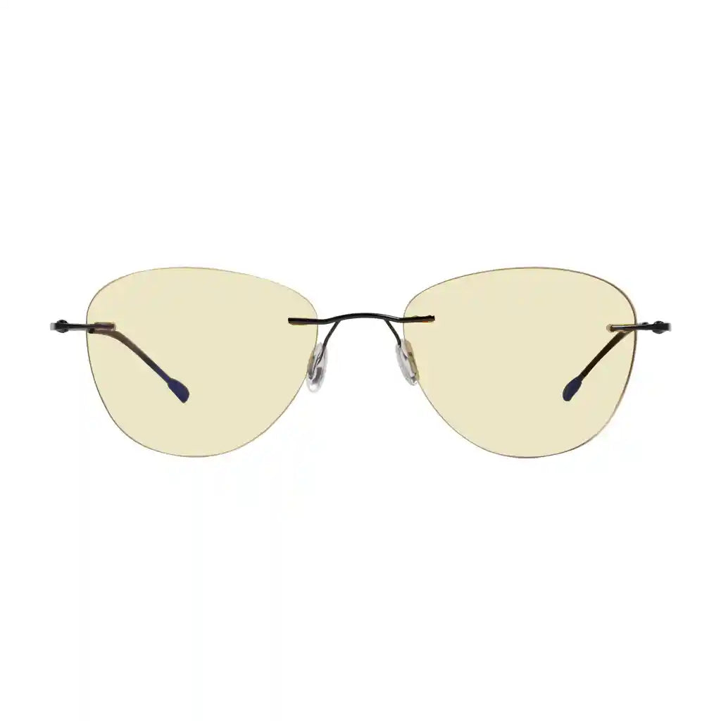 Rimless Blue Light Blocking Glasses Yellow Tinted Women Men
