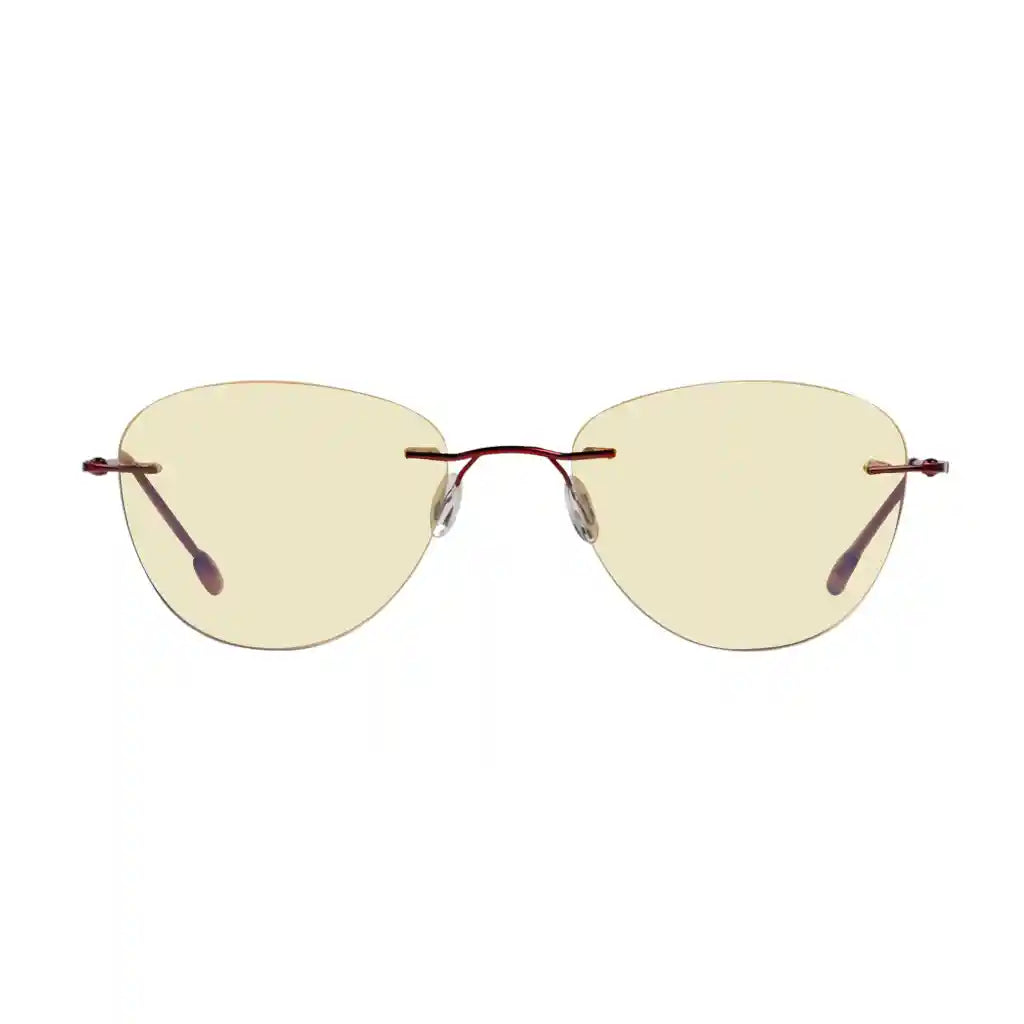 Rimless Blue Light Blocking Glasses Yellow Tinted Women Men