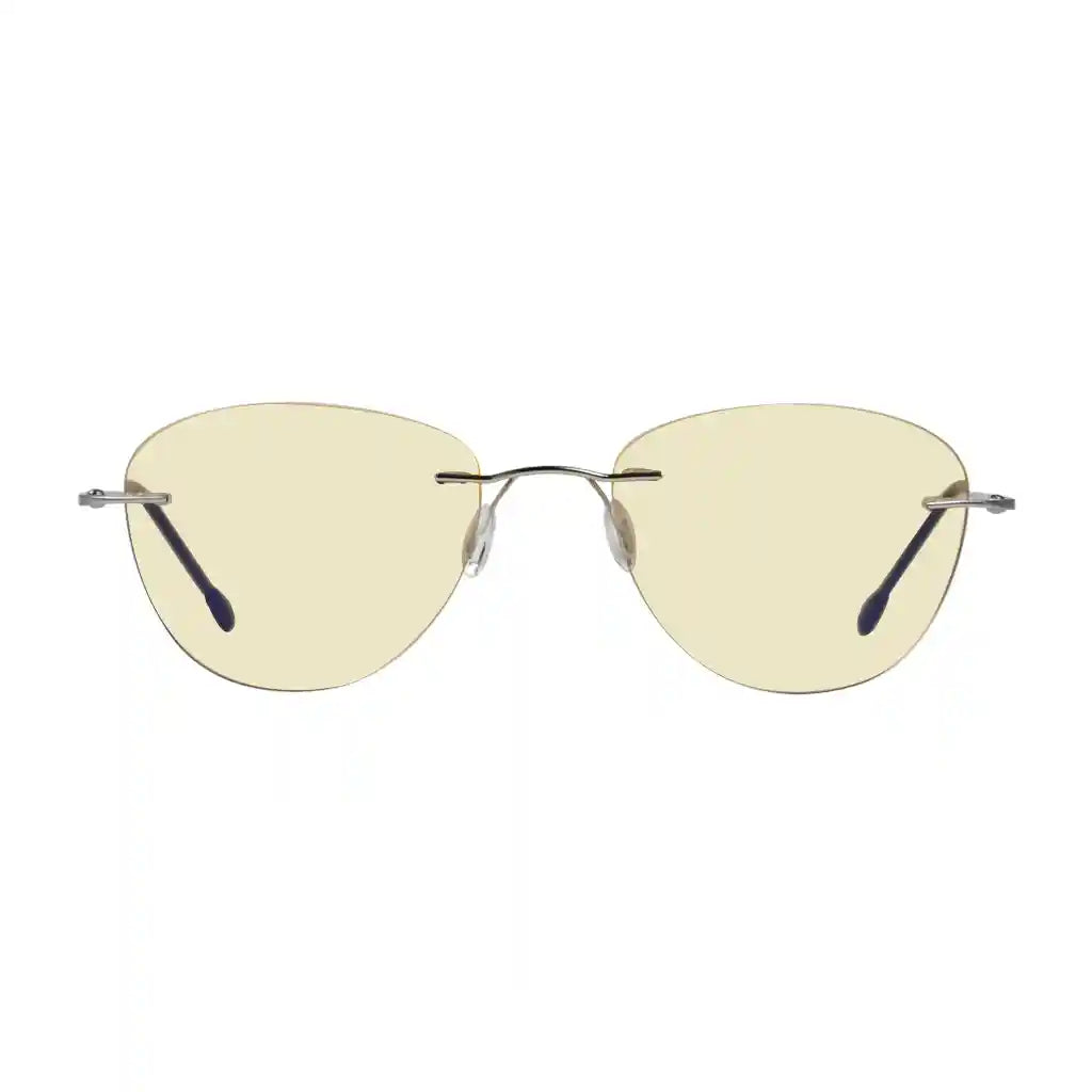 Rimless Blue Light Blocking Glasses Yellow Tinted Women Men