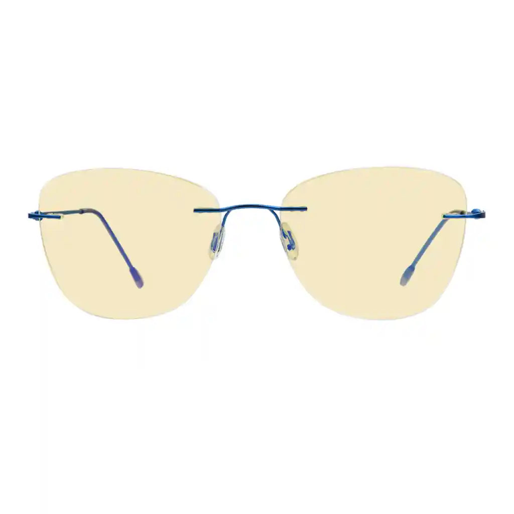 Rimless Blue Light Blocking Reading Glasses Yellow Tinted Women