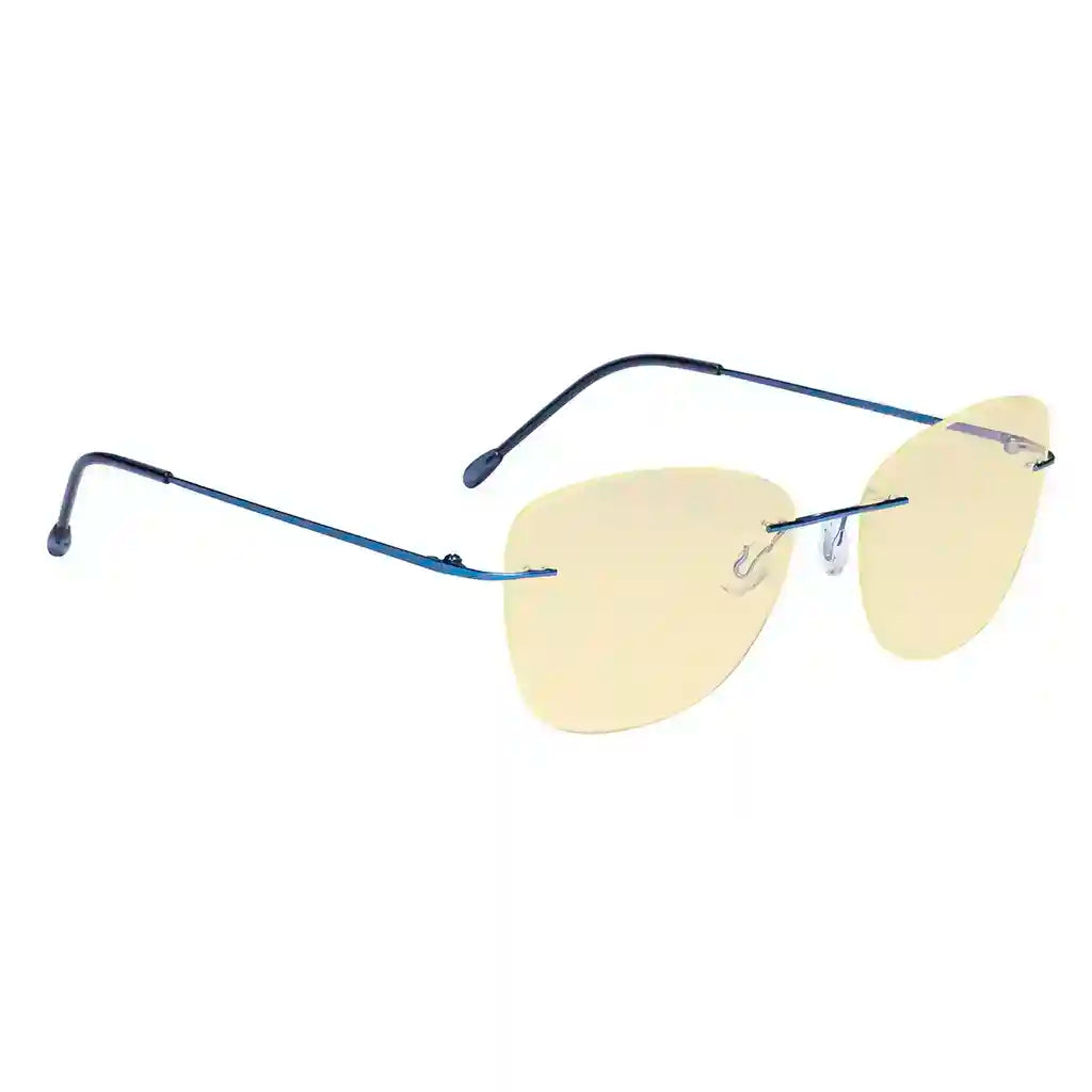 Cat-eye Rimless Blue Light Blocking Glasses Yellow Tinted Women