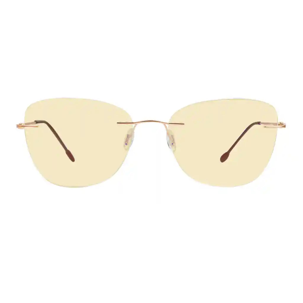 Rimless Blue Light Blocking Reading Glasses Yellow Tinted Women