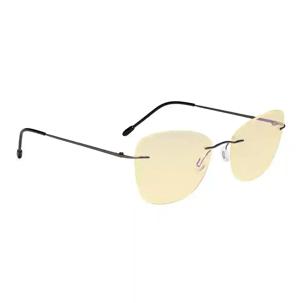 Rimless Blue Light Blocking Reading Glasses Yellow Tinted Women