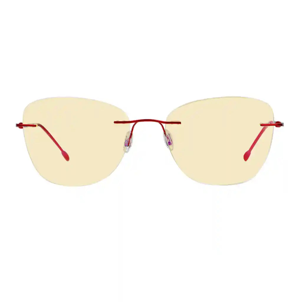Rimless Blue Light Blocking Reading Glasses Yellow Tinted Women
