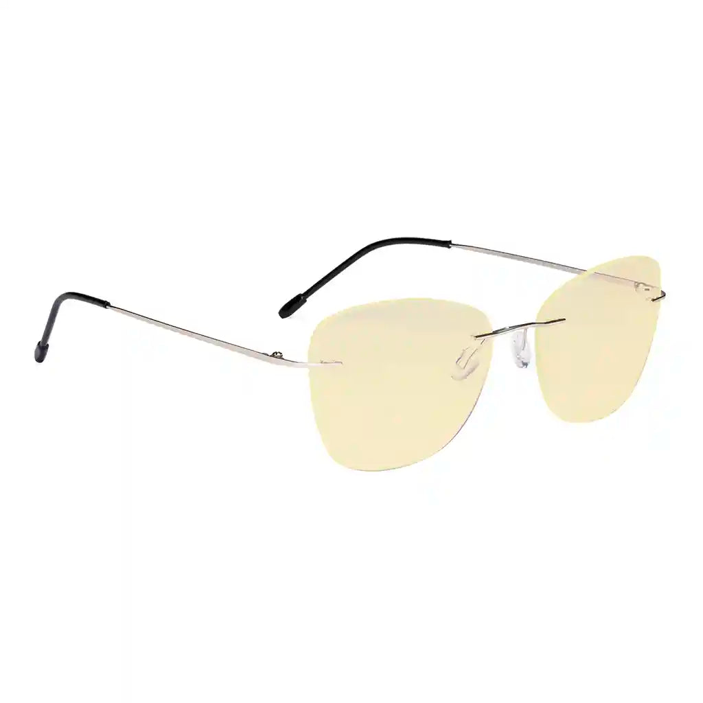 Rimless Blue Light Blocking Reading Glasses Yellow Tinted Women