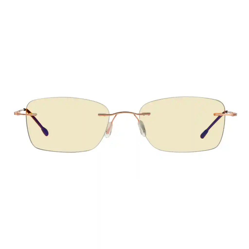 Rimless Blue Light Blocking Glasses Yellow Tinted Women Men Eyewear
