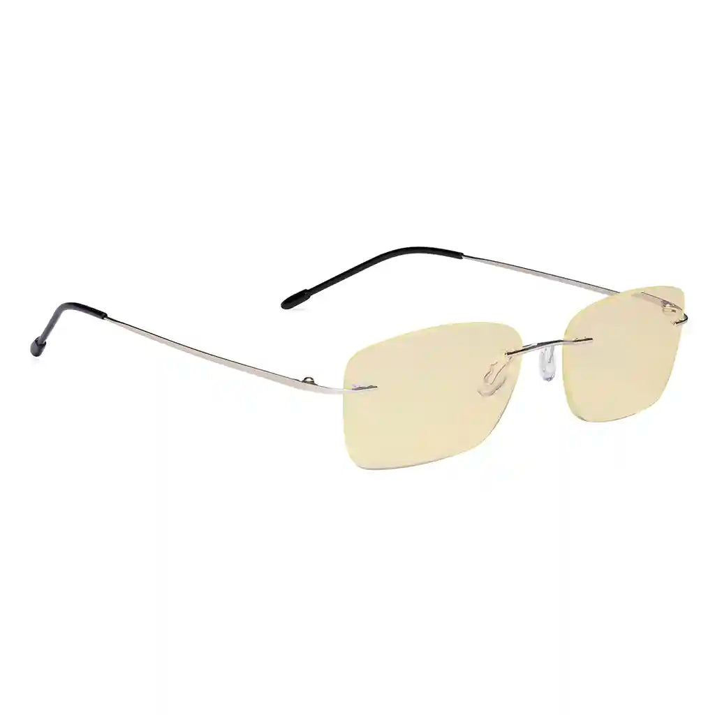 Rimless Blue Light Blocking Glasses Yellow Tinted Women Men Eyewear