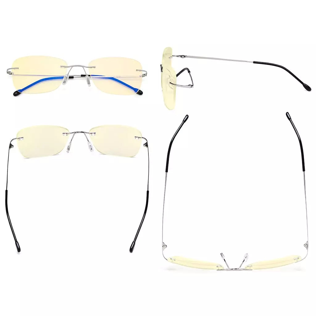 Rimless Blue Light Blocking Reading Glasses Women Men