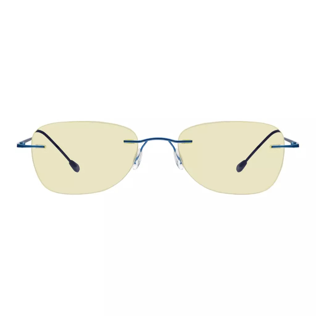 Rimless Blue Light Blocking Glasses Yellow Tinted for Women men