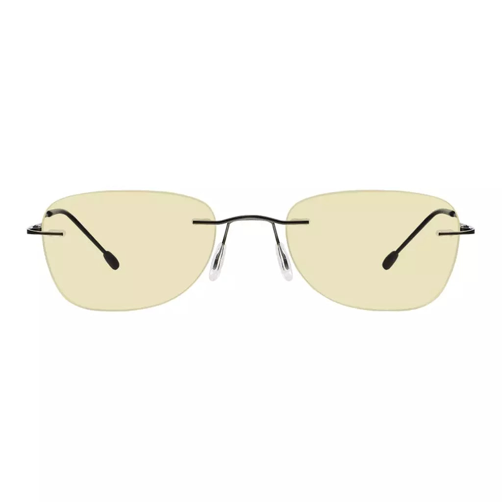 Rimless Blue Light Blocking Glasses Yellow Tinted for Women men