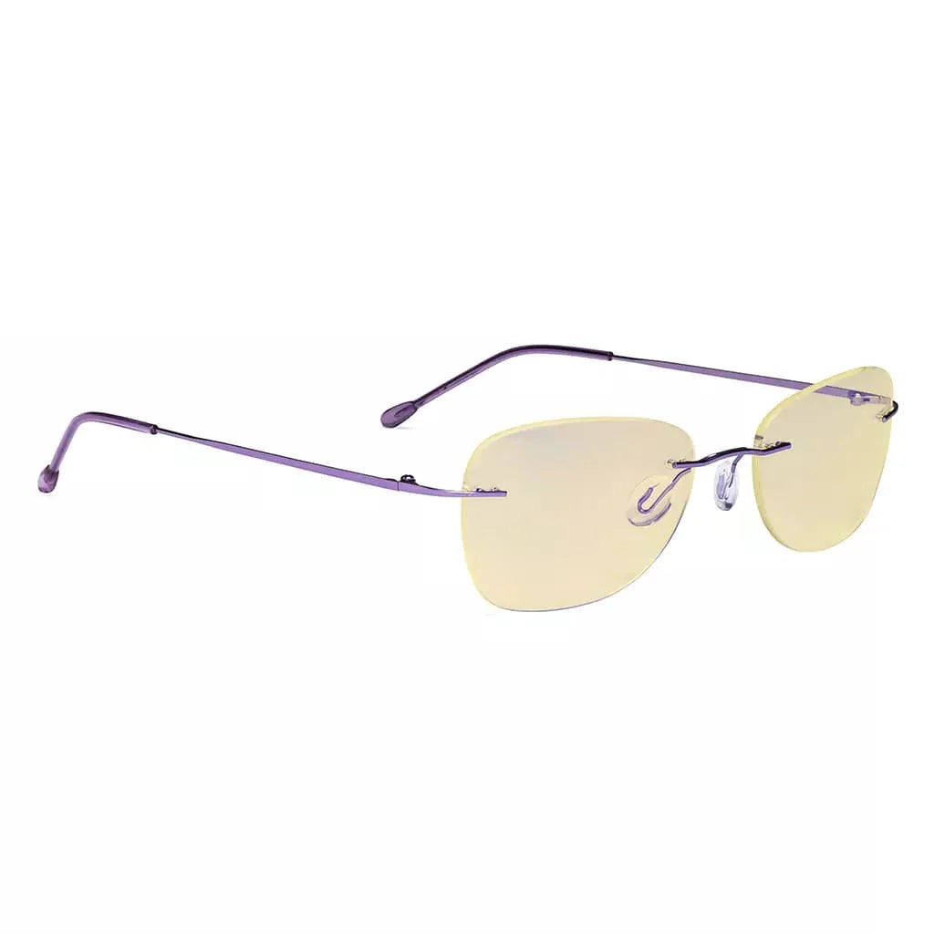 Rimless Blue Light Blocking Glasses Yellow Tinted for Women men