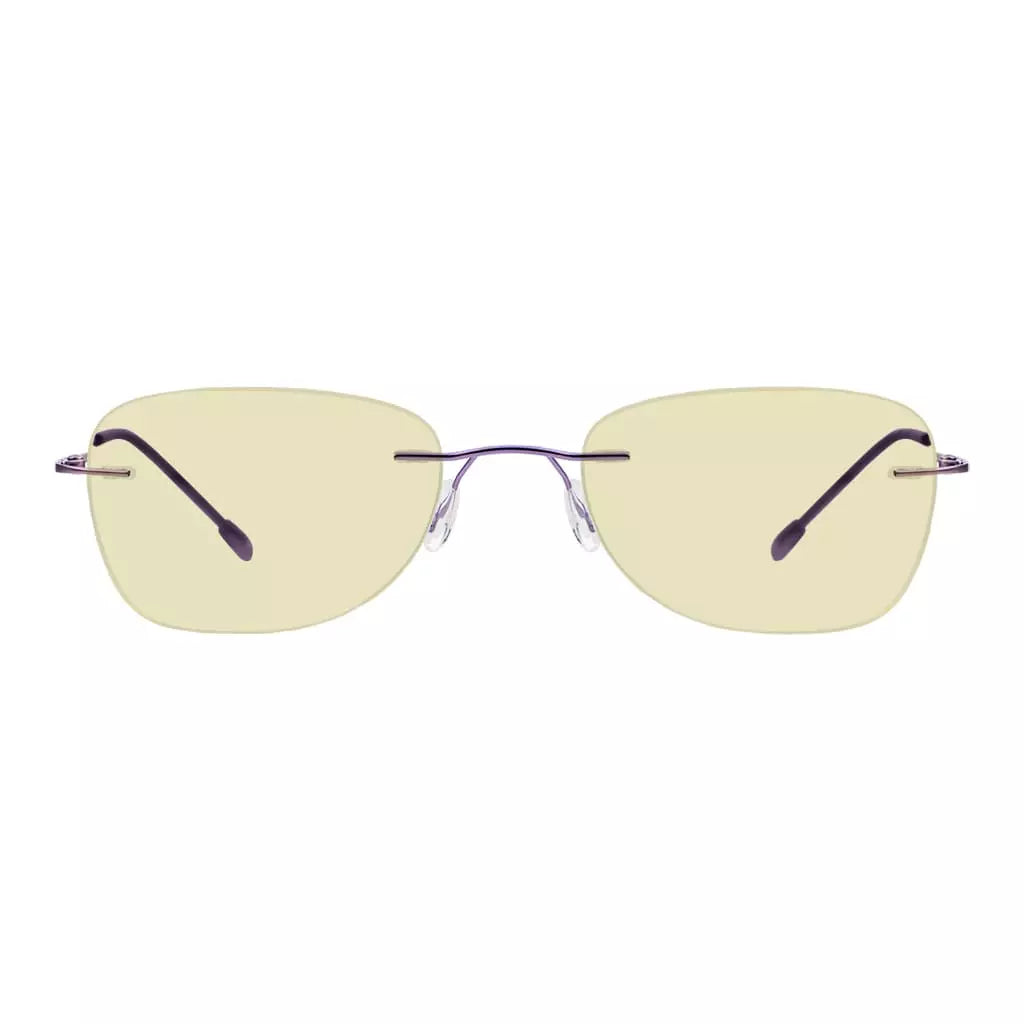 Rimless Blue Light Blocking Glasses Yellow Tinted for Women men