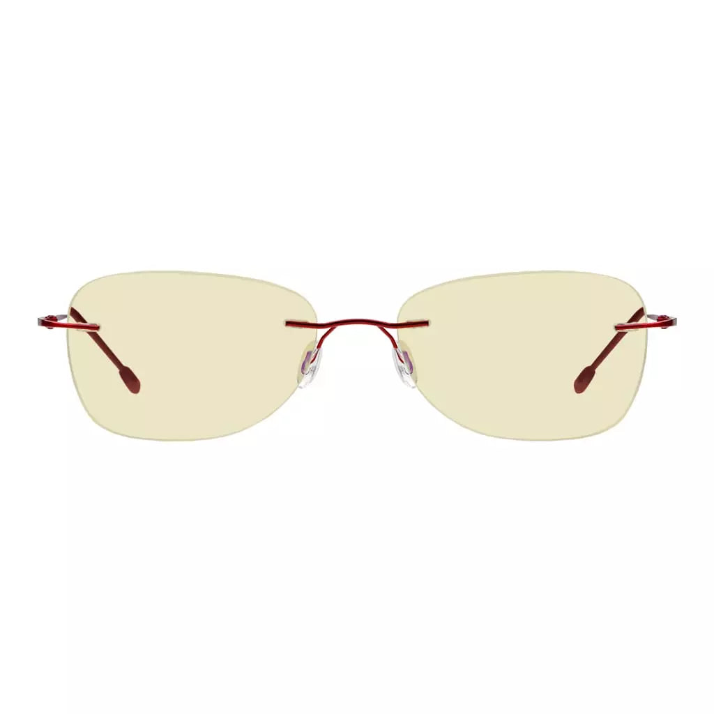 Rimless Blue Light Blocking Glasses Yellow Tinted for Women men