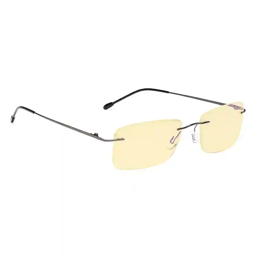 Rimless Blue Light Blocking Glasses Yellow Tinted Women Men
