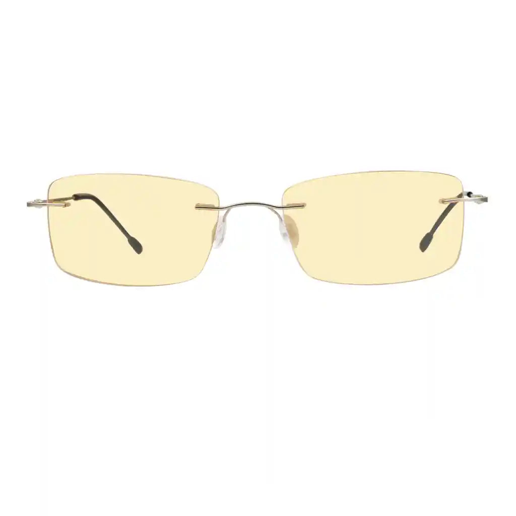 Rimless Blue Light Blocking Glasses Yellow Tinted Women Men