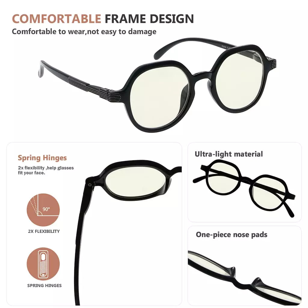 Round Oval Blue Light Blocking Eyeglasses For Women