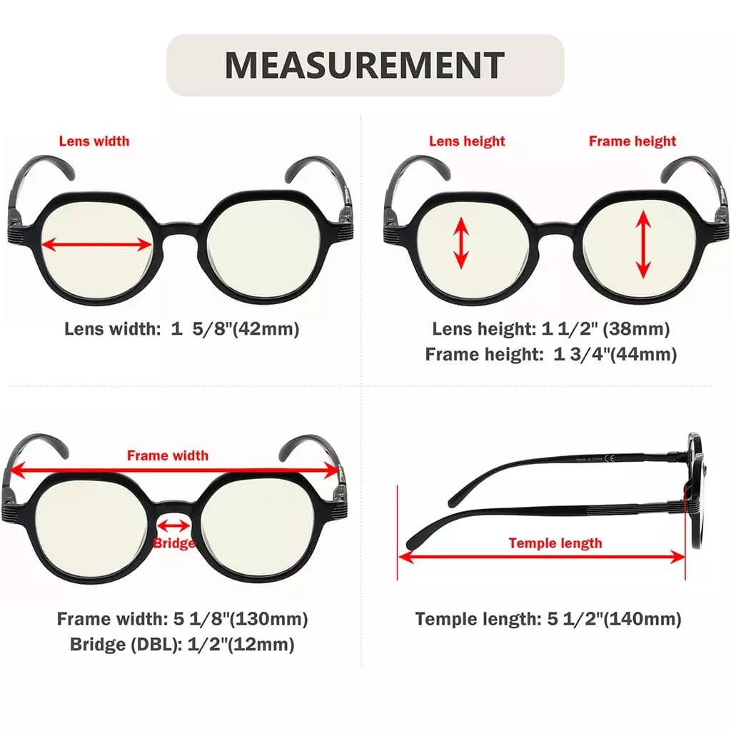 Round Oval Blue Light Blocking Eyeglasses For Women