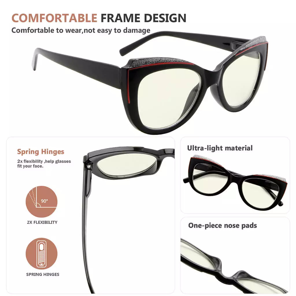 Cat Eye Blue Light Blocking Reading Glasses for Women