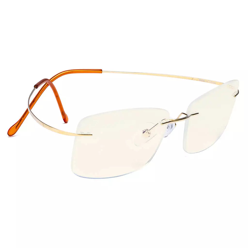 Rimless Titanium Blue Light Blocking Glasses for Women Men