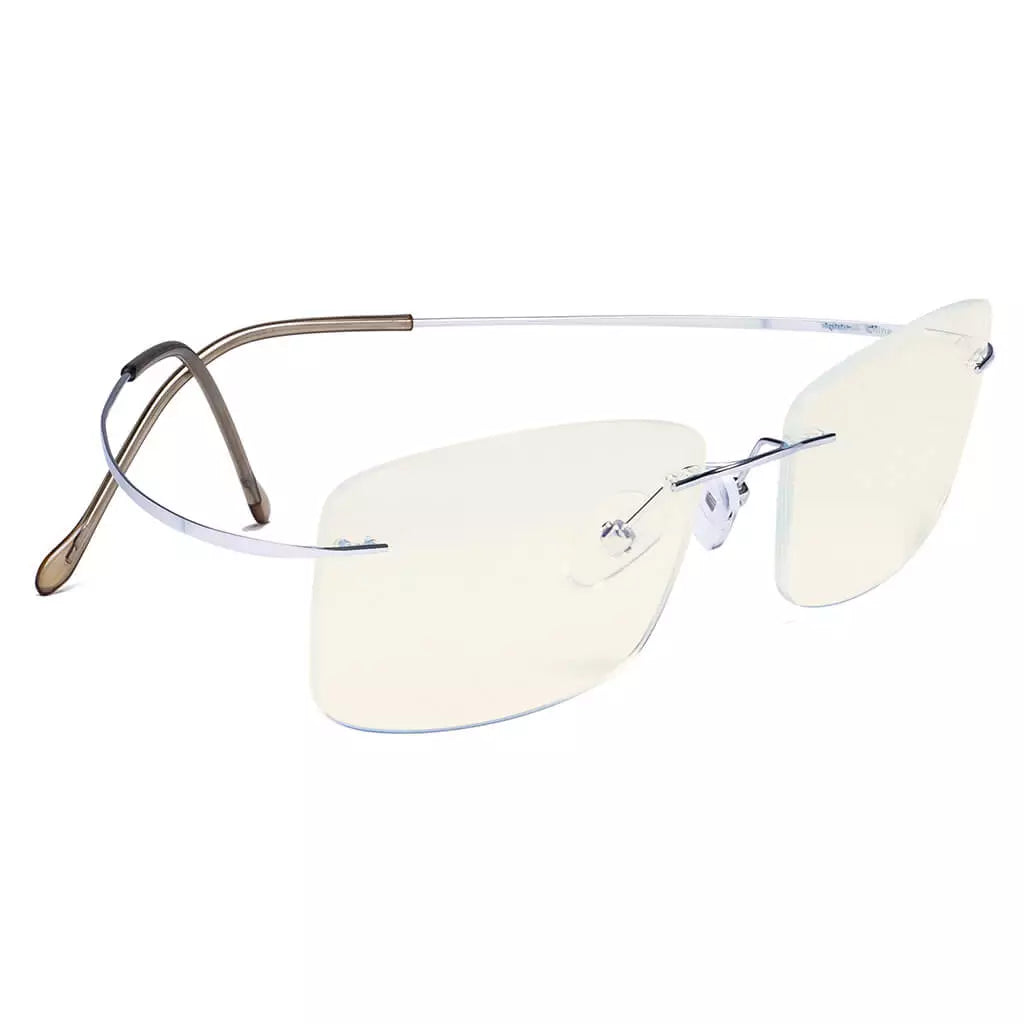 Rimless Titanium Blue Light Blocking Glasses for Women Men