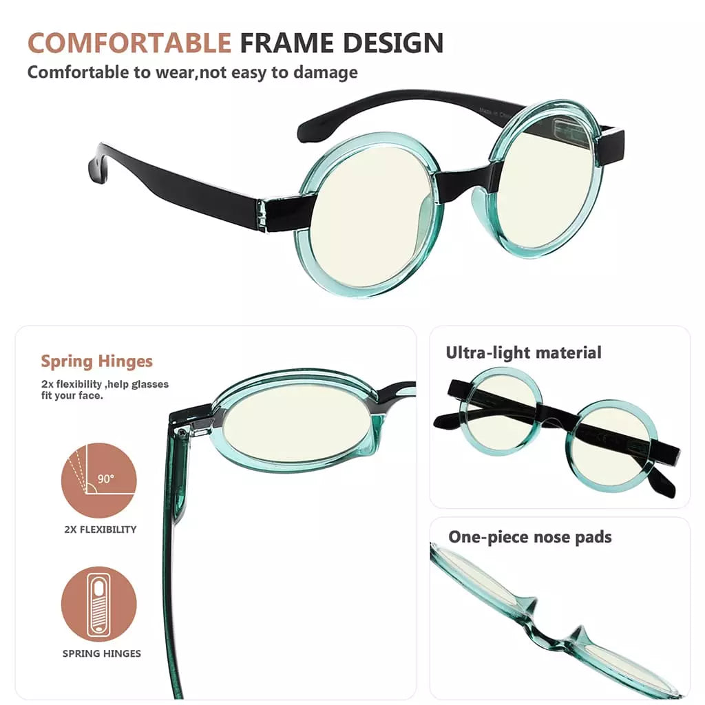 Small Round Blue Light Blocking Glasses Women