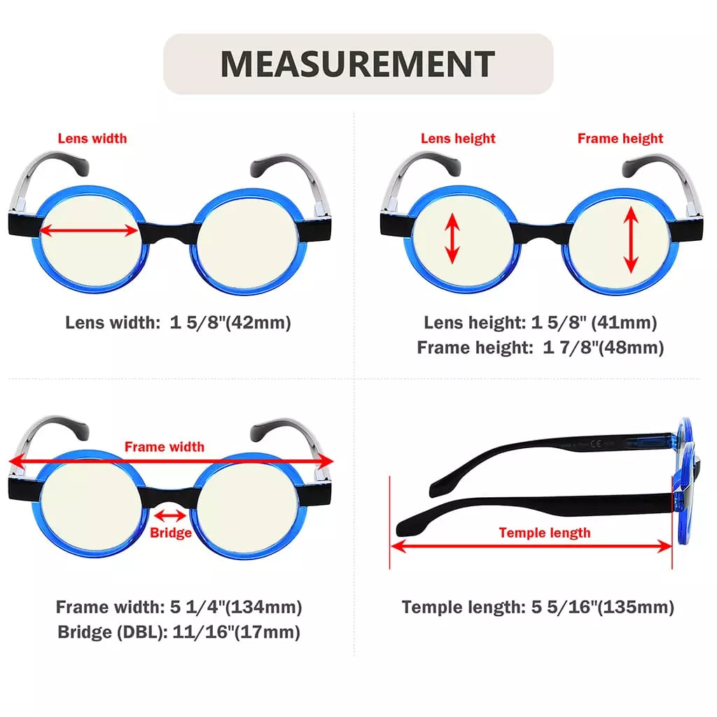 Small Round Blue Light Blocking Glasses Women