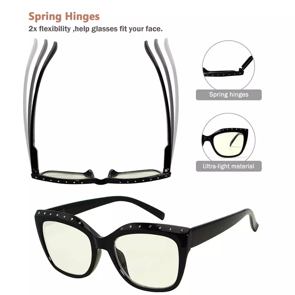 Rhinestone Blue Light Blocking Reading Glasses for Women