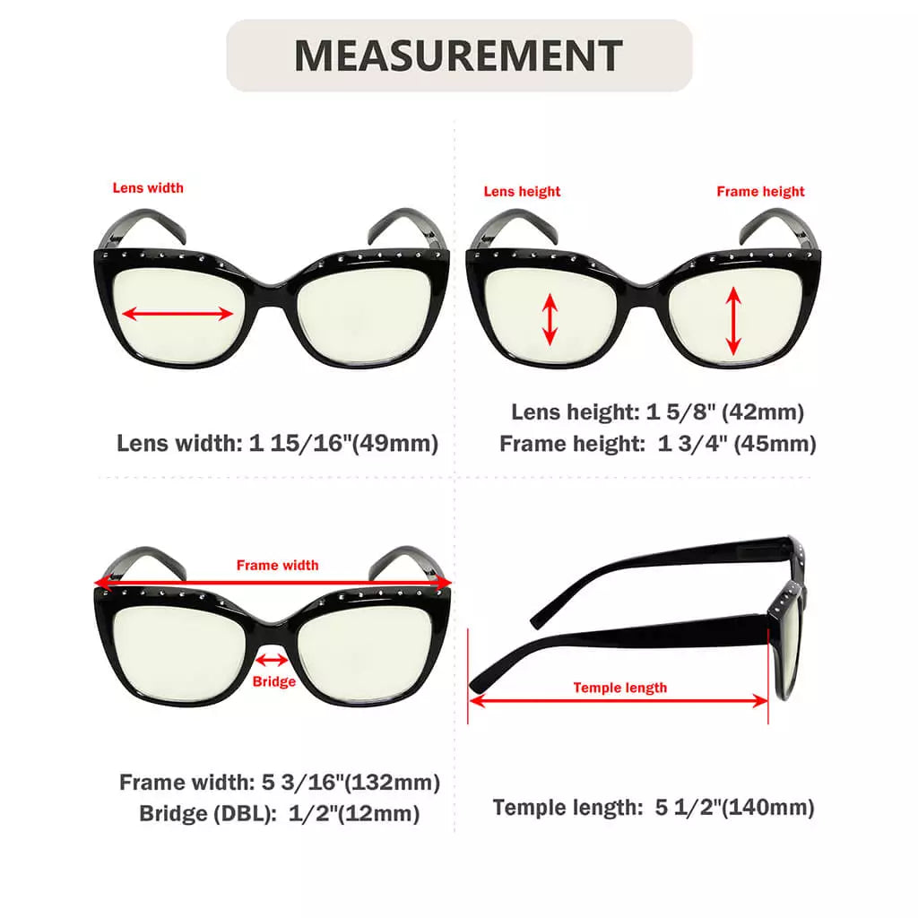 Rhinestone Blue Light Blocking Reading Glasses for Women