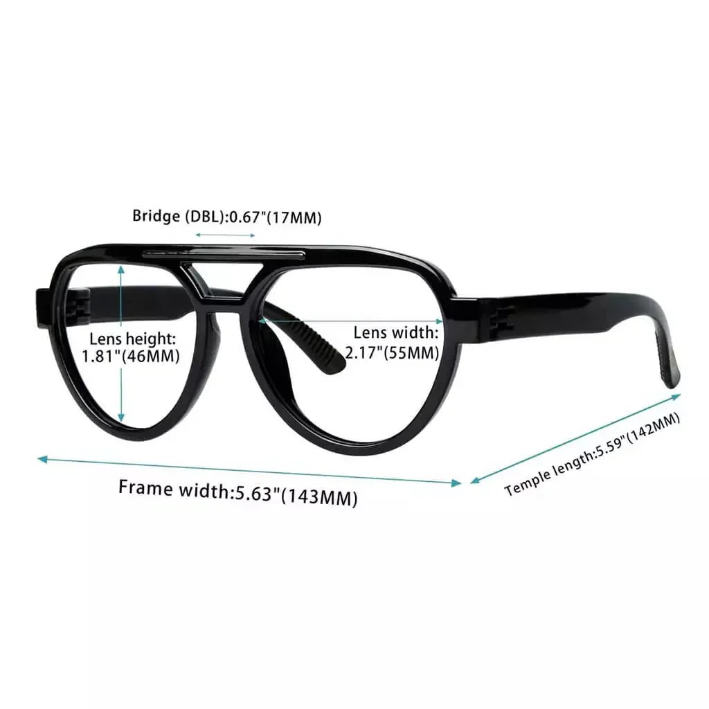 Eyeglasses Oversize Pilot Metalless Screwless Spec Women Zero Power