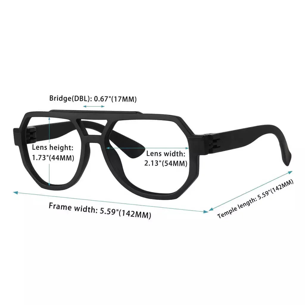 Eyeglasses Pilot Metalless Screwless Spec Women Men Zero Power