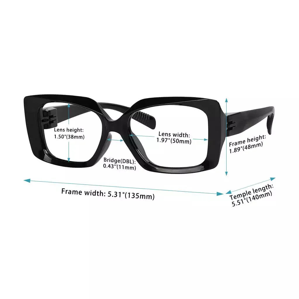 Eyeglasses Rectangle Metalless Screwless Spec Women Zero Power