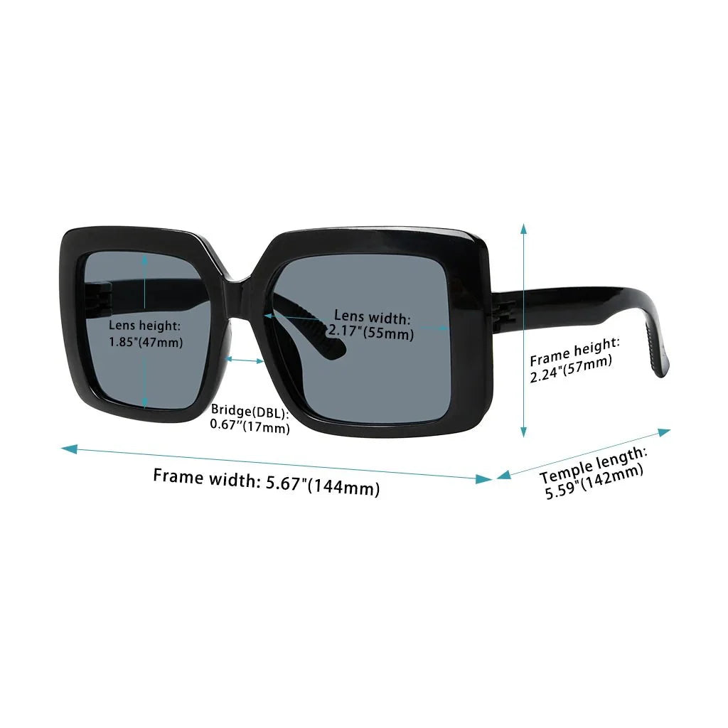Sunglasses Metalless Square Spring Hinge for Women