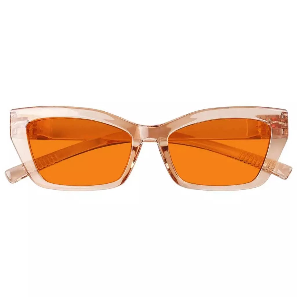 100% Blue Blocking Glasses Orange Lens Cat-eye Metalless Screwless R2516-B98